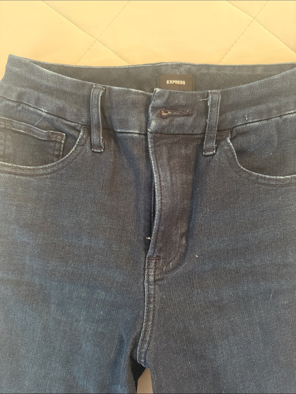 Express Dark Indigo High-Rise Jeans - Deep Blue. Size small- 0/2/4.